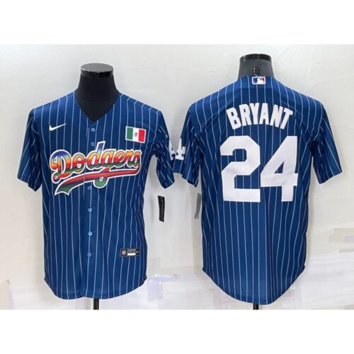 68639aadf1784_1 Men's Los Angeles Dodgers #24 Kobe Bryant Navy Mexico Rainbow Cool Base Stitched Baseball Jersey