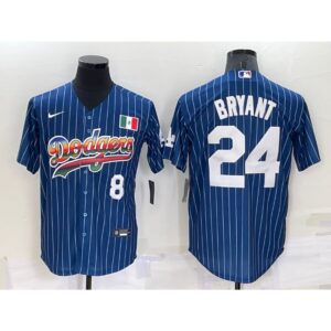 68639ab1a3574_1 Men's Los Angeles Dodgers Front #8 Back #24 Kobe Bryant Navy Mexico Rainbow Cool Base Stitched Baseball Jersey