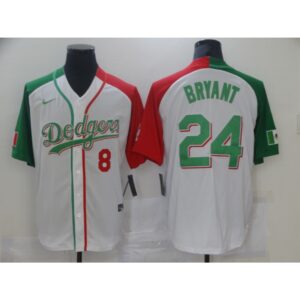 68639ac62c050_1 Men's Los Angeles Dodgers Front #8 Back #24 Kobe Bryant White Green Stitched Jersey