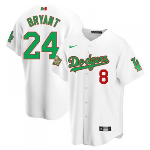 68639aeb7bce2_1 Men's Los Angeles Dodgers Front #8 Back #24 Kobe Bryant White Green Mexico 2020 World Series Stitched Jersey