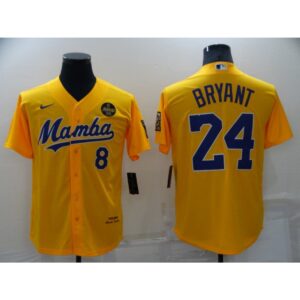 68639af5a3cf2_1 Men's Los Angeles Dodgers Front #8 Back #24 Kobe Bryant 'Mamba' Yellow Cool Base Stitched Jersey