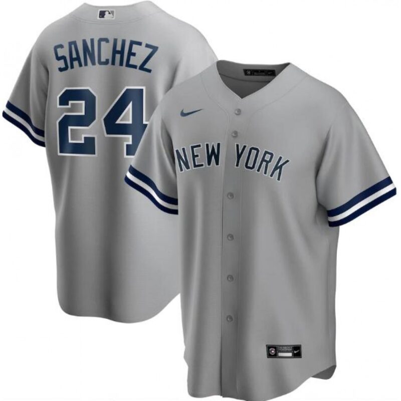 68639affd9c49_1 Men's New York Yankees #24 Gary Sanchez Grey Cool Base Stitched Jersey