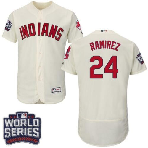 68639b179f366_1 indians #24 Manny Ramirez Cream Flexbase Authentic Collection 2016 World Series Bound Stitched MLB Jersey