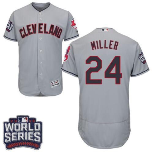 68639b24d66b1_1 indians #24 Andrew Miller Grey Flexbase Authentic Collection 2016 World Series Bound Stitched MLB Jersey