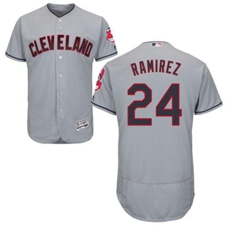 68639b2ecb241_1 indians #24 Manny Ramirez Grey Flexbase Authentic Collection Stitched MLB Jersey