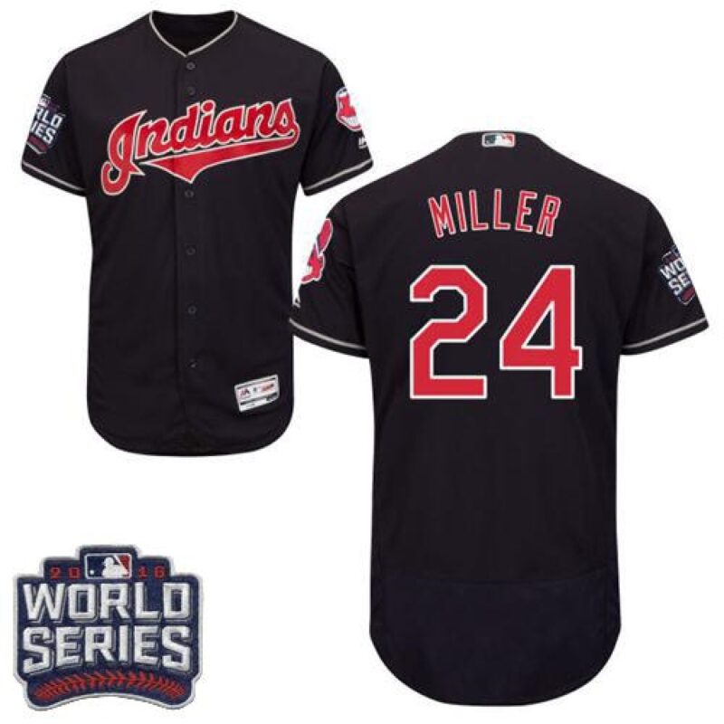 68639b38e6442_1 indians #24 Andrew Miller Navy Blue Flexbase Authentic Collection 2016 World Series Bound Stitched MLB Jersey