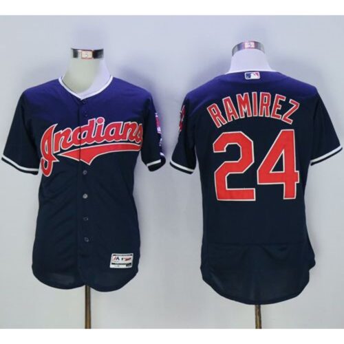 68639b42adbcd_1 indians #24 Manny Ramirez Navy Blue Flexbase Authentic Collection Stitched MLB Jersey