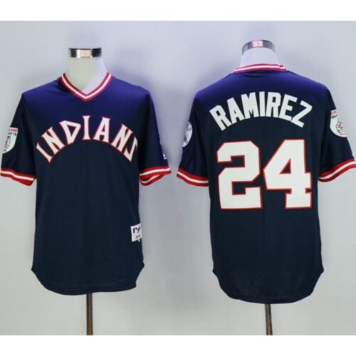 68639b465c82f_1 indians #24 Manny Ramirez Navy Blue 1976 Turn Back The Clock Stitched MLB Jersey