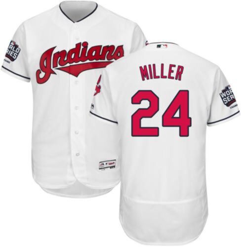 68639b5007654_1 indians #24 Andrew Miller White Flexbase Authentic Collection 2016 World Series Bound Stitched MLB Jersey