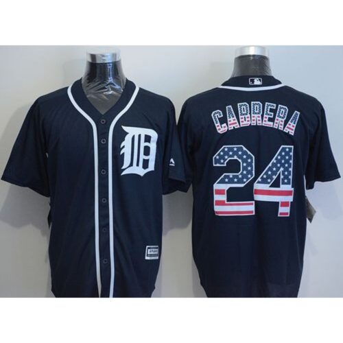 68639bc27af91_1 Tigers #24 Miguel Cabrera Navy Blue USA Flag Fashion Stitched MLB Jersey