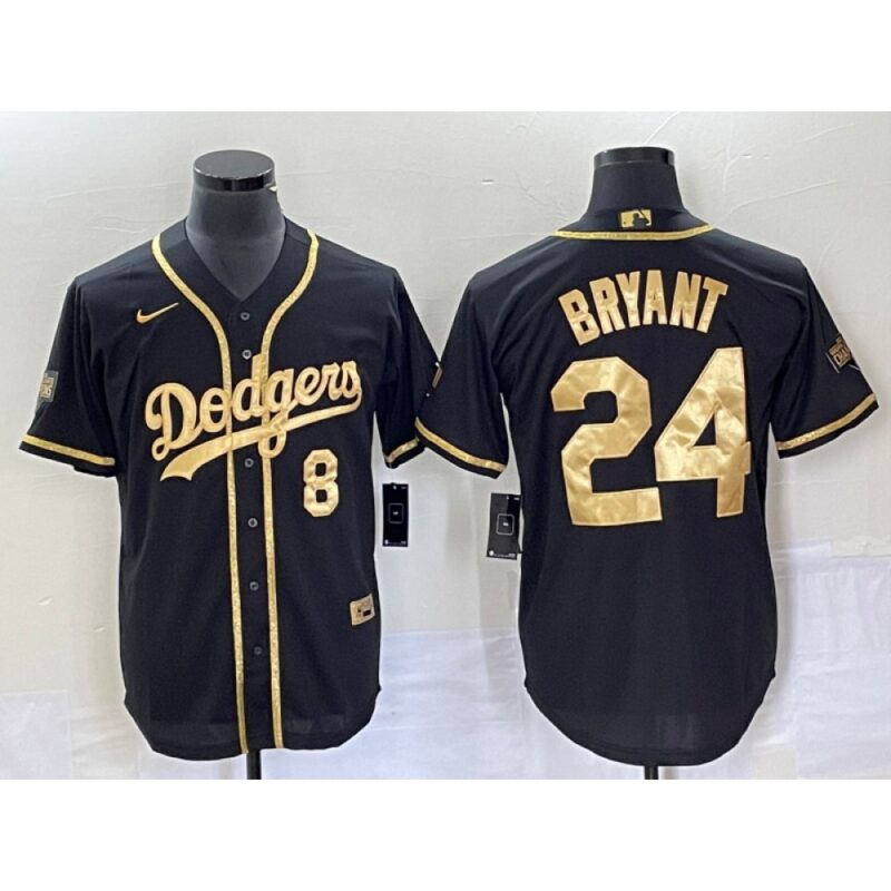 68639bead13f8_1 Men's Los Angeles Dodgers Front #8 Back #24 Kobe Bryant Black Gold Cool Base Stitched Baseball Jersey