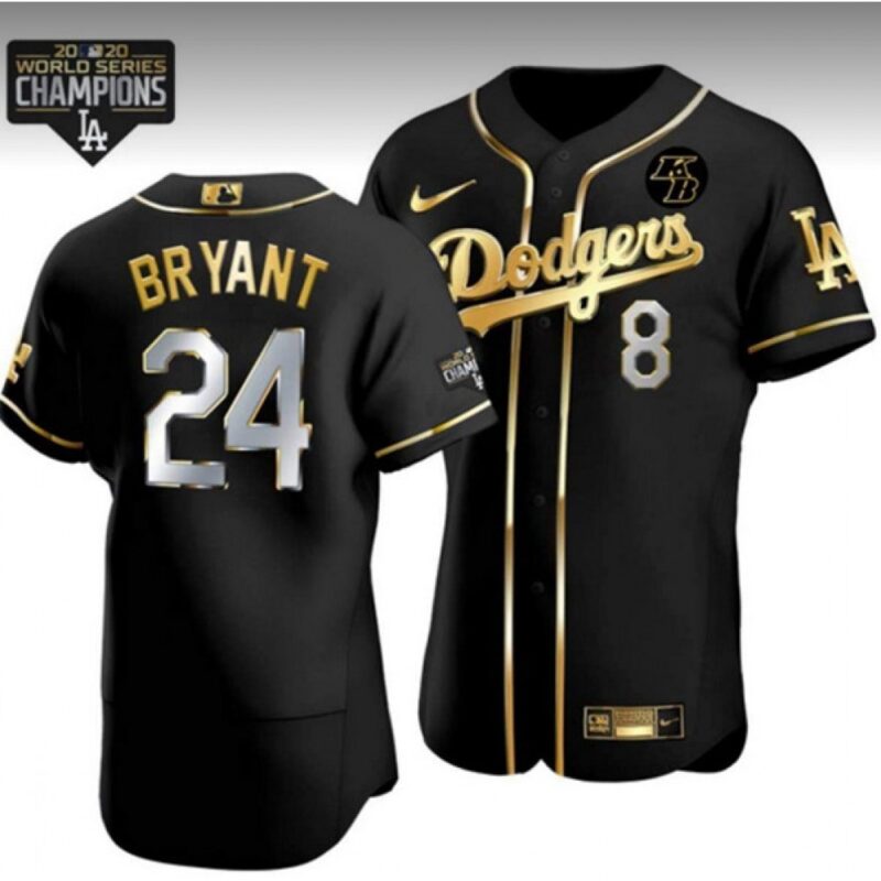 68639bf17b12c_1 Men's Los Angeles Dodgers Front #8 Back #24 Kobe Bryant 2020 World Series Champions Black Golden Sttiched MLB Jersey