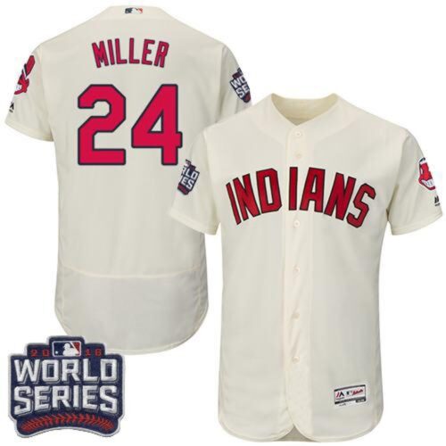 68639c45657d6_1 indians #24 Andrew Miller Cream Flexbase Authentic Collection 2016 World Series Bound Stitched MLB Jersey
