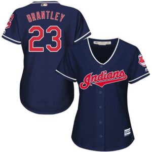 68639d1f68428_1 indians #23 Michael Brantley Navy Blue Women's Alternate Stitched MLB Jersey