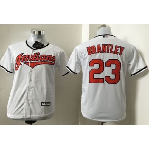 68639d40db49b_1 indians #23 Michael Brantley White Cool Base Stitched Youth MLB Jersey