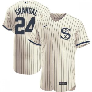 68639d65c452f_1 Men's Chicago White Sox #24 Yasmani Grandal 2021 Cream/Navy Field of Dreams Name&Number Flex Base Stitched Jersey