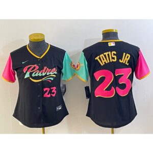 68639d806b24d_1 Youth San Diego Padres #23 Fernando Tatis Jr. 2022 Black City Connect With Patch Stitched Baseball Jersey