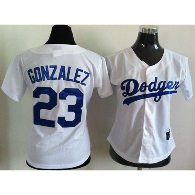 68639d9670967_1 Dodgers #23 Adrian Gonzalez White Women's Fashion Stitched MLB Jersey