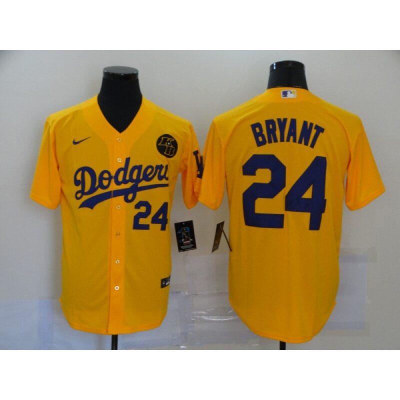 68639daac8838_1 Men's Los Angeles Dodgers #24 Kobe Bryant Yellow 2020 KB Patch Cool Base Stitched Jersey