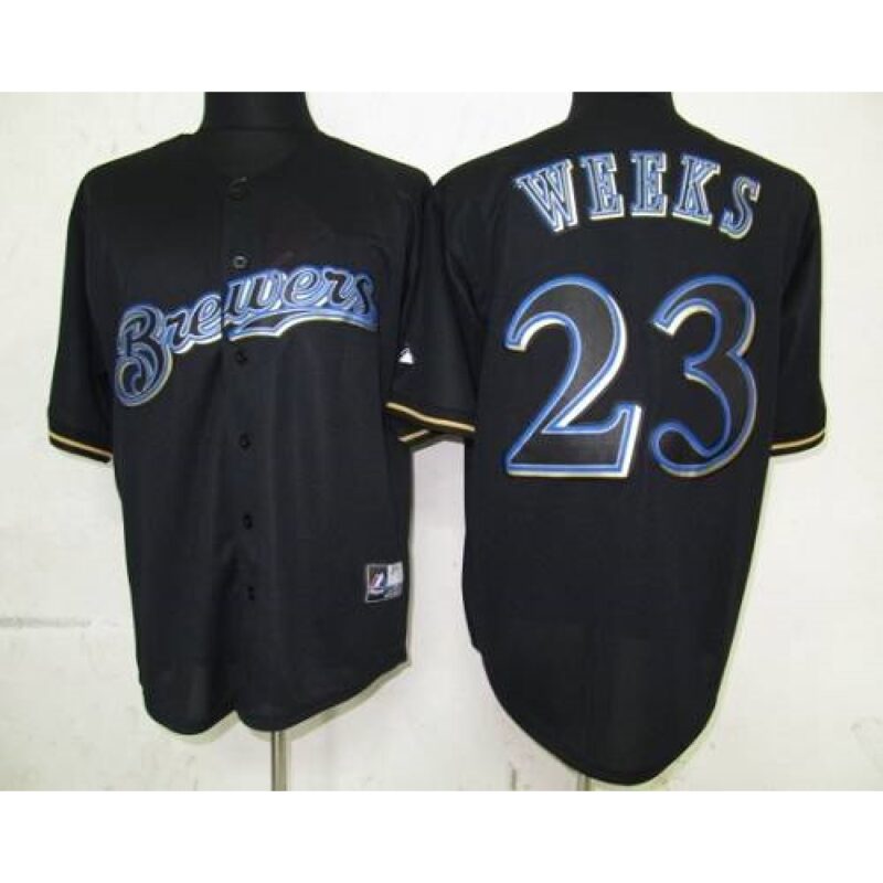 68639ddf7e18d_1 Brewers #23 Rickie Weeks Black Fashion Stitched MLB Jersey