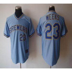 68639de33187d_1 Brewers #23 Rickie Weeks Light Blue Cooperstown Stitched MLB Jersey