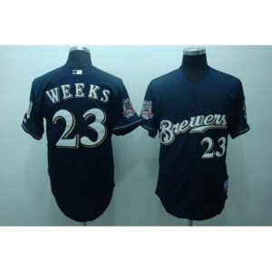 68639de6b6da3_1 Brewers #23 Rickie Weeks Stitched Blue MLB Jersey