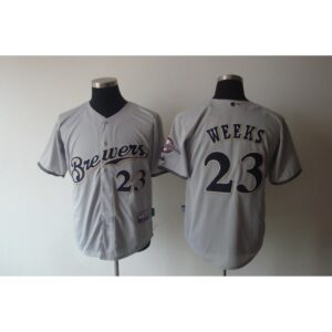 68639df56f559_1 Brewers #23 Rickie Weeks Stitched Grey MLB Jersey