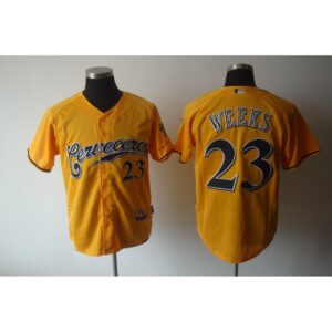 68639dffe4919_1 Brewers #23 Rickie Weeks Yellow Cerveceros Cool Base Stitched MLB Jersey