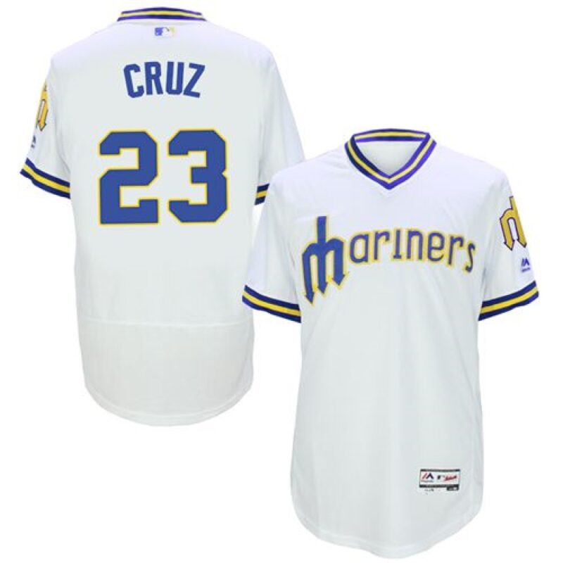 68639e2d2db61_1 Mariners #23 Nelson Cruz White Flexbase Authentic Collection Cooperstown Stitched MLB Jersey