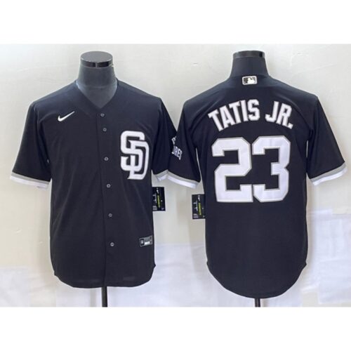 68639e4a37472_1 Men's San Diego Padres #23 Fernando Tatis Jr. Black Cool Base Stitched Baseball Jersey