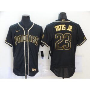 68639e4dcca53_1 Men's San Diego Padres #23 Fernando Tatis Jr. 2020 Black Golden Flex Base Stitched MLB Jersey