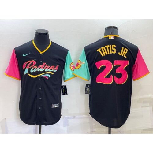 68639e54b2262_1 Men's San Diego Padres #23 Fernando Tatis Jr. 2022 Black City Connect Cool Base Stitched Jersey