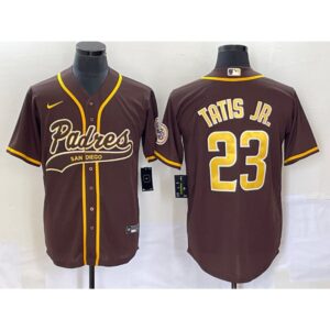 68639e62543f1_1 Men's San Diego Padres #23 Fernando Tatis Jr. Brown Cool Base Stitched Baseball Jersey