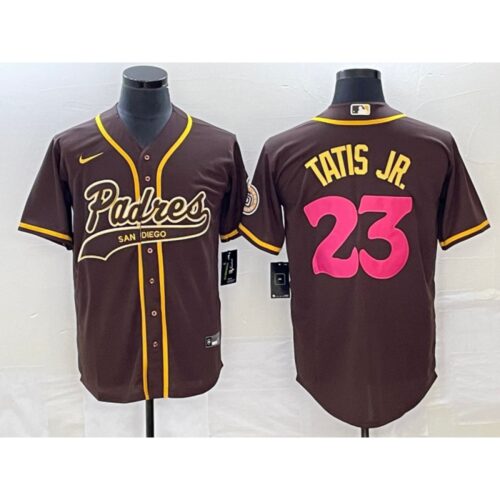68639e658ec07_1 Men's San Diego Padres #23 Fernando Tatis Jr. Brown Cool Base Stitched Baseball Jersey