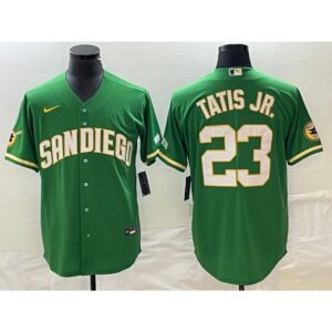 68639e6c8795e_1 Men's San Diego Padres #23 Fernando Tatis Jr. Green Cool Base Stitched Baseball Jersey