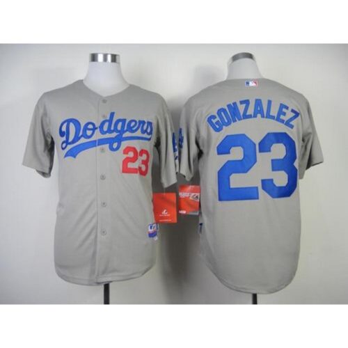 68639ecb97a0c_1 Dodgers #23 Adrian Gonzalez Grey Cool Base Stitched MLB Jersey
