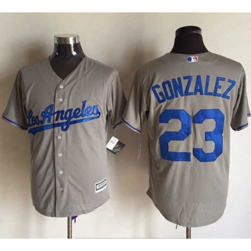 68639ecf18296_1 Dodgers #23 Adrian Gonzalez Grey New Cool Base Stitched MLB Jersey