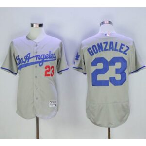 68639ed27b10b_1 Dodgers #23 Adrian Gonzalez Grey Flexbase Authentic Collection Road Stitched MLB Jersey