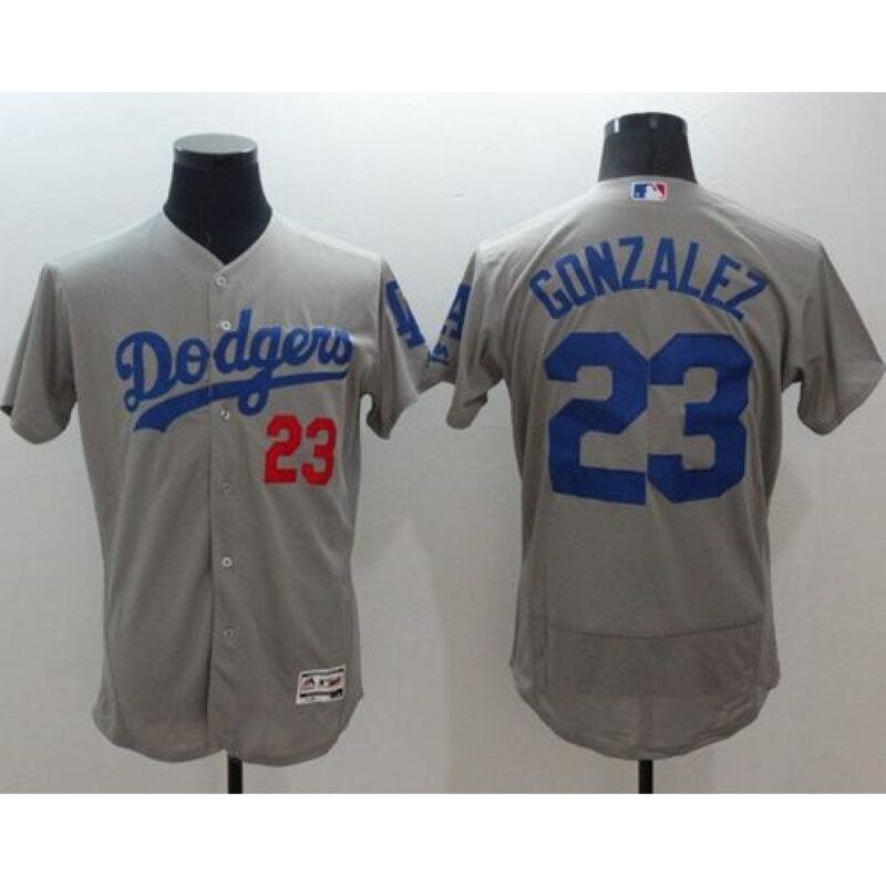 68639ed609cc2_1 Dodgers #23 Adrian Gonzalez Grey Flexbase Authentic Collection Stitched MLB Jersey