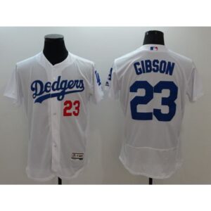 68639eeb81bcb_1 Dodgers #23 Kirk Gibson White Flexbase Authentic Collection Stitched MLB Jersey