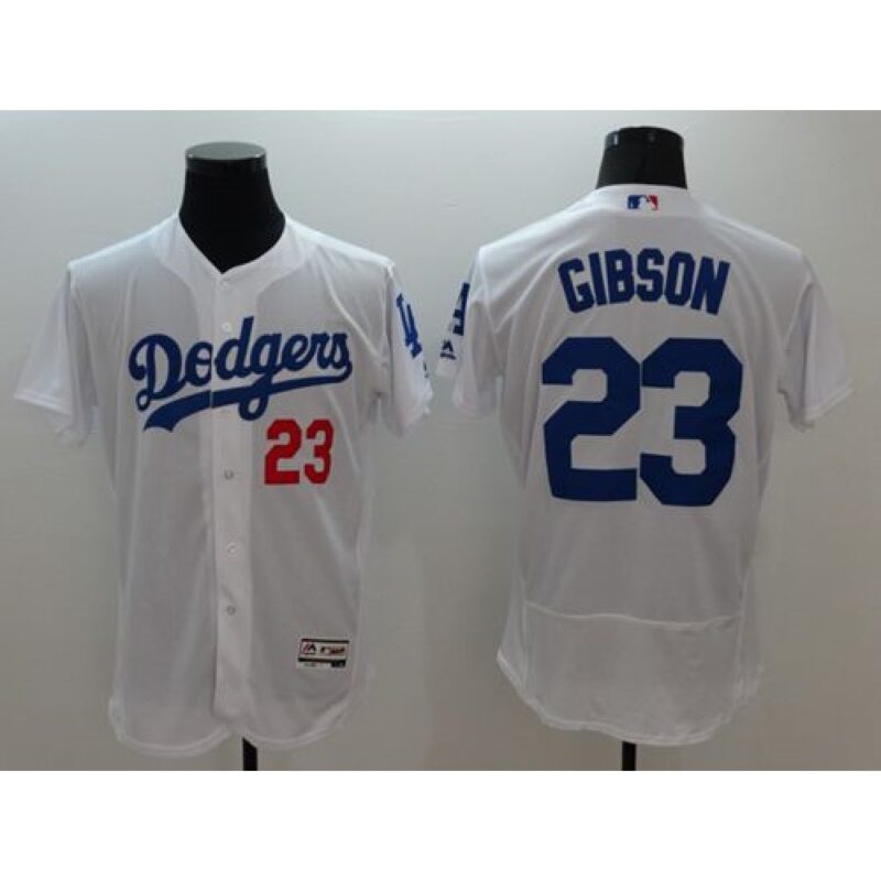 68639eeb81bcb_1 Dodgers #23 Kirk Gibson White Flexbase Authentic Collection Stitched MLB Jersey