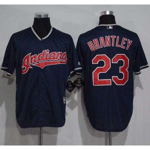 68639fe8786f6_1 indians #23 Michael Brantley Navy Blue New Cool Base Stitched MLB Jersey