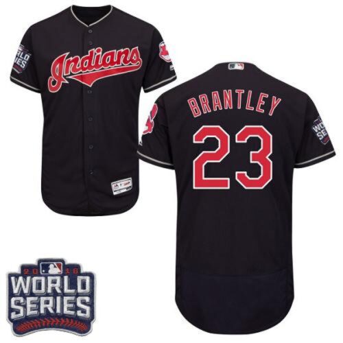 68639fec1d78b_1 indians #23 Michael Brantley Navy Blue Flexbase Authentic Collection 2016 World Series Bound Stitched MLB Jersey