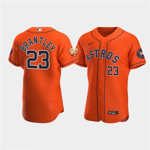 6863a0211819a_1 Men's Houston Astros #23 Michael Brantley Orange 60th Anniversary Flex Base Stitched Baseball Jersey