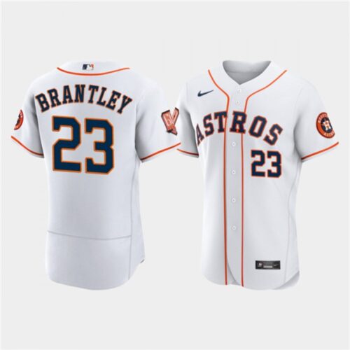 6863a024a4b3e_1 Men's Houston Astros #23 Michael Brantley White 60th Anniversary Flex Base Stitched Baseball Jersey