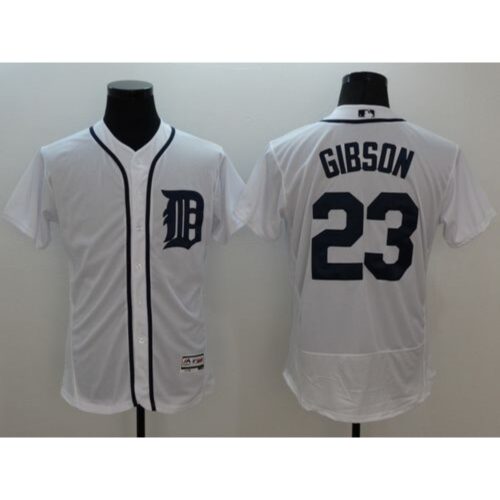 6863a03e5b5b7_1 Tigers #23 Kirk Gibson White Flexbase Authentic Collection Stitched MLB Jersey