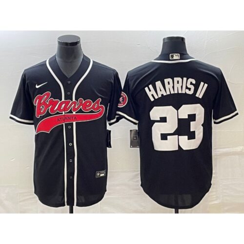 6863a0725f30b_1 Men's Atlanta Braves #23 Michael Harris ii Black Cool Base Stitched Baseball Jersey