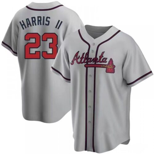6863a07616d8a_1 Men's Atlanta Braves #23 Michael Harris ii Gray Cool Base Stitched Jersey