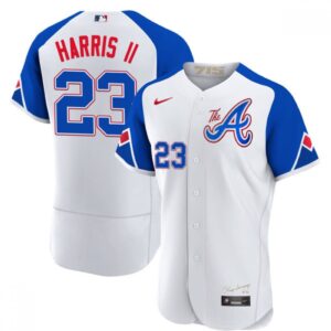 6863a089201ed_1 Men's Atlanta Braves #23 Michael Harris ii White 2023 City Connect Flex Base Stitched Baseball Jersey