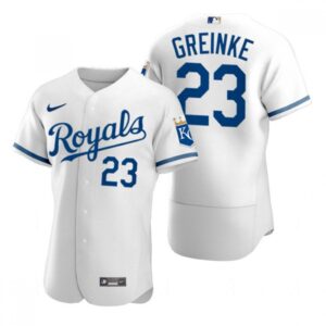 6863a0fd0df9e_1 Men's Kansas City Royals #23 Zack Greinke White Flex Base Stitched Jersey